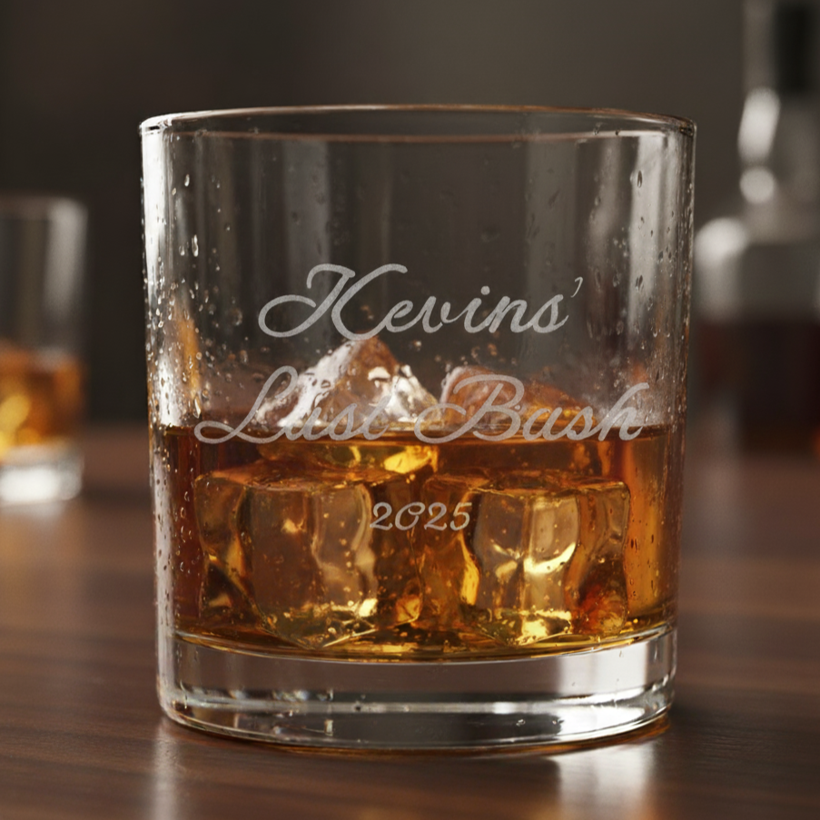 Personalized Engraved Whiskey Glass, Last Bach 2025, Special Occasion Decor, Engagement, Wedding, Birthday